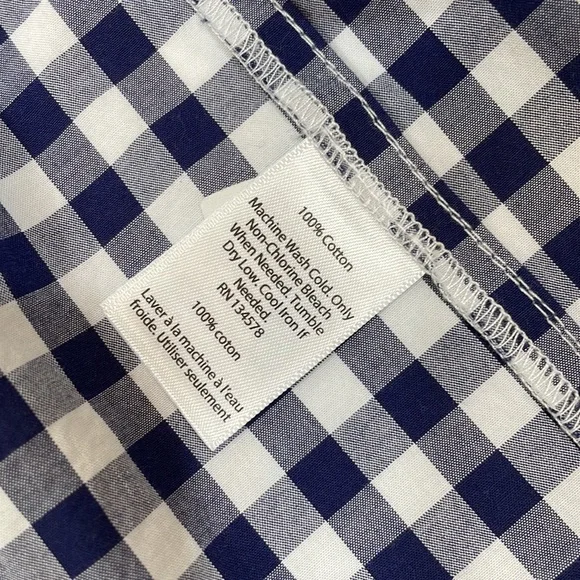 Vineyard Vines Dress Size M Tiered 100% Cotton Navy and White Gingham - Picture 8 of 9